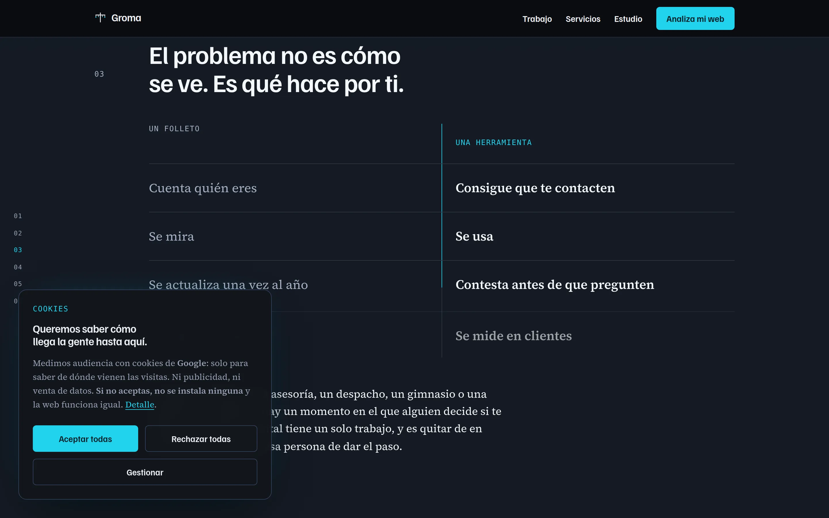El contraste, que se enciende de arriba abajo al bajar.